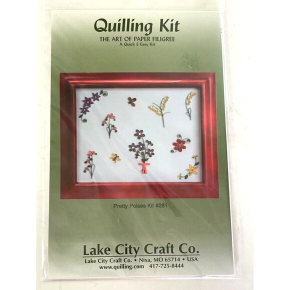 Vintage Craft Kit Beginner Quilling Paper Filigree Petty Point Pretty Posies and - Picture 7 of 10